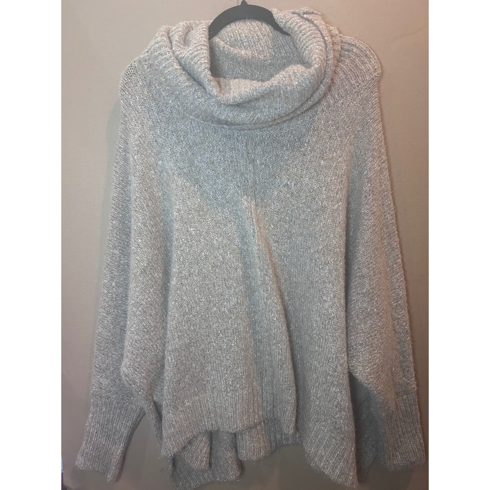 Knisley Cowl Neck Sweater Womens Medium Taupe Excellent‎ Oversized Wool Blend